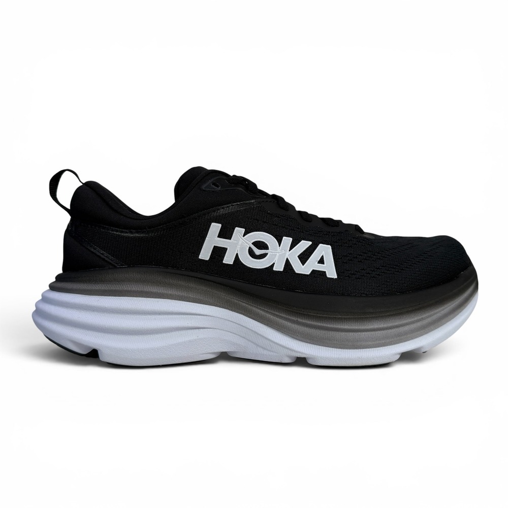 Hoka Bondi 8 Womens Running Shoes Size 7 B Black White 1127952 BWHT